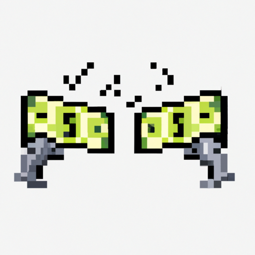 two dollar bills fighting in the style of Pixel Art