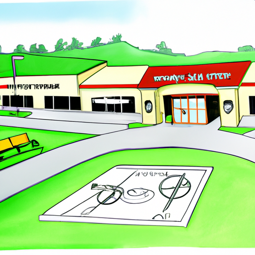 A drawing of a fitness center in a gated community