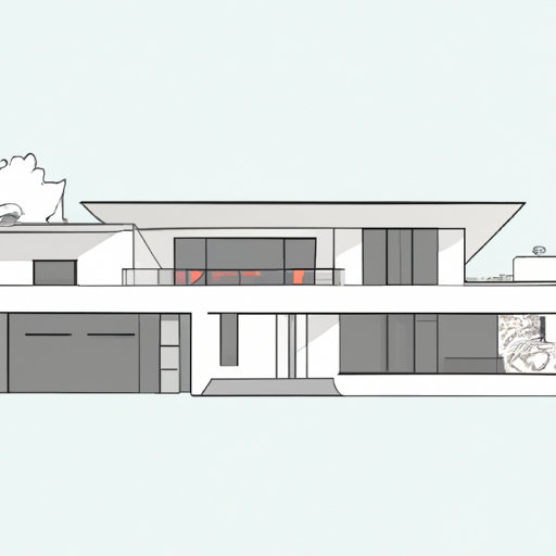 An illustration of an Austin home with an openconcept floor plan featuring simple lines and minimalistic design