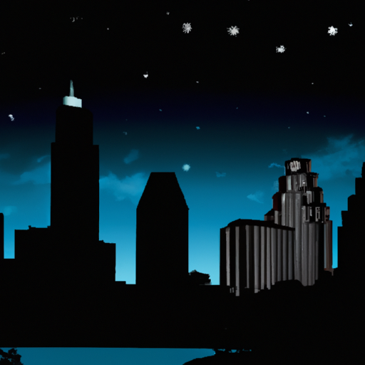 An illustration of an Austin skyline at night