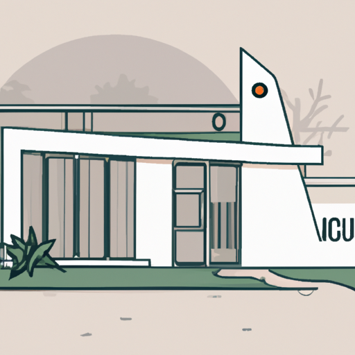 An illustration of a midcentury modern Austin home with clean lines and a minimalist design