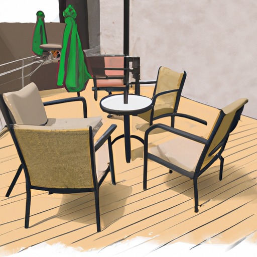 An illustration of a patio with outdoor seating