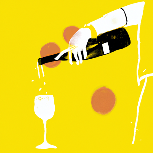 an illustration of a person pouring a glass of wine in a bright yellow light