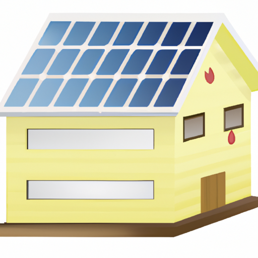 An illustration of a wood house with solar panels on the roof