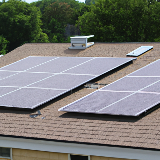 A photo of a solar panel system on a rooftop