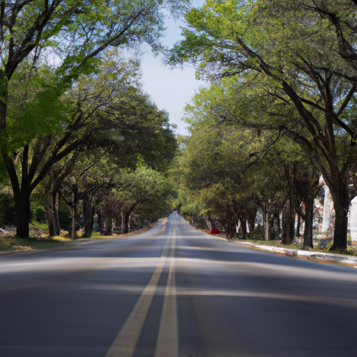 A photo of a treelined street in Austin