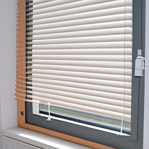 A picture of a window with energyefficient blinds