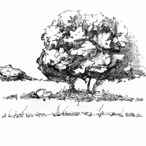 a sketch of a tree in a meadow