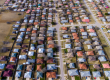 Aerial view of crowded housing in Texas indicating population growth